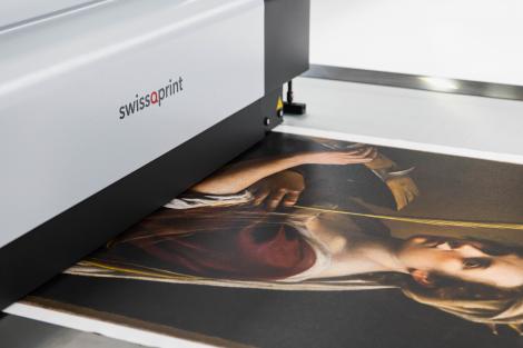Flatbed printer reproduces the canvas of Artemisia Gentileschi's Self Portrait as Saint Catherine of Alexandria