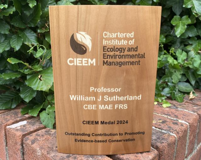 Professor Bill Sutherland's CIEEM Medal 2024 