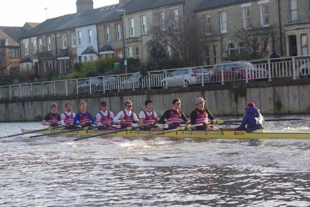 St Catharine's M1 crew rowing in the 2024 Fairbairn Cup