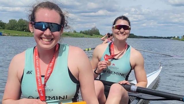 Clare Hole coming third in the coxless pair at BUCS 2024 regatta