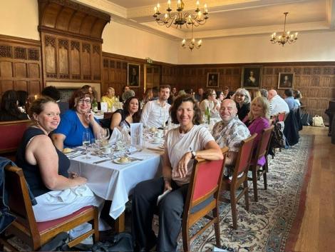 EXCEL Institute participants sharing a meal in the Senior Combination Room at St Catharine's College