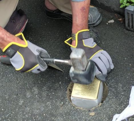 Installation of a Stolpersteine