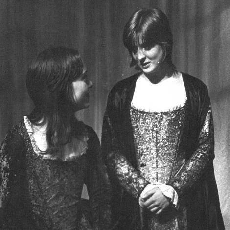 Two actresses perform The Revenger's Tragedy at St Catharine's in 1975