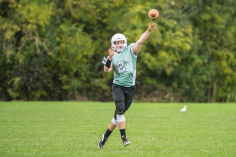 Ben Cook at quarterback for the Cambridge Pythons