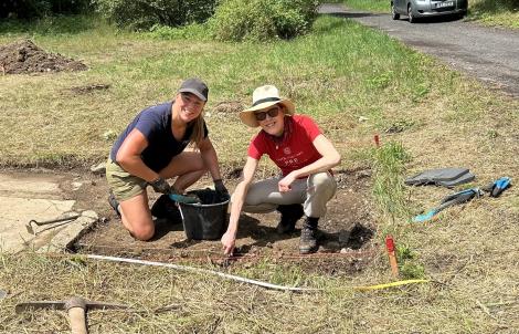 Dr Gilly Carr with Dr Britt Baillie as they excavate the Holocaust heritage site at Svatava