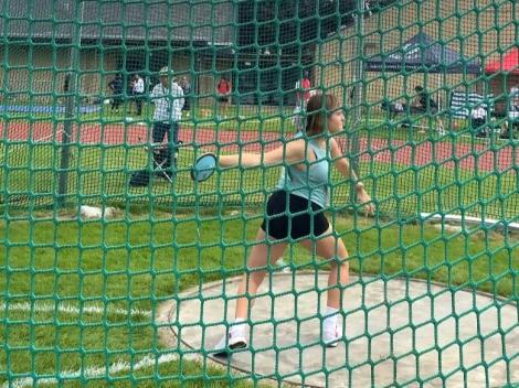 Larabella Myers' discus throw in the 2024 Varsity athletics competition